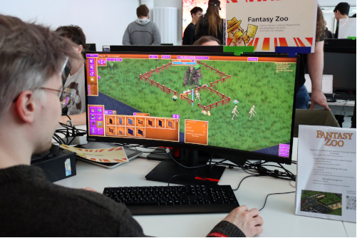 'Fantasy Zoo' videogame being played at Gamelab Demoday event.